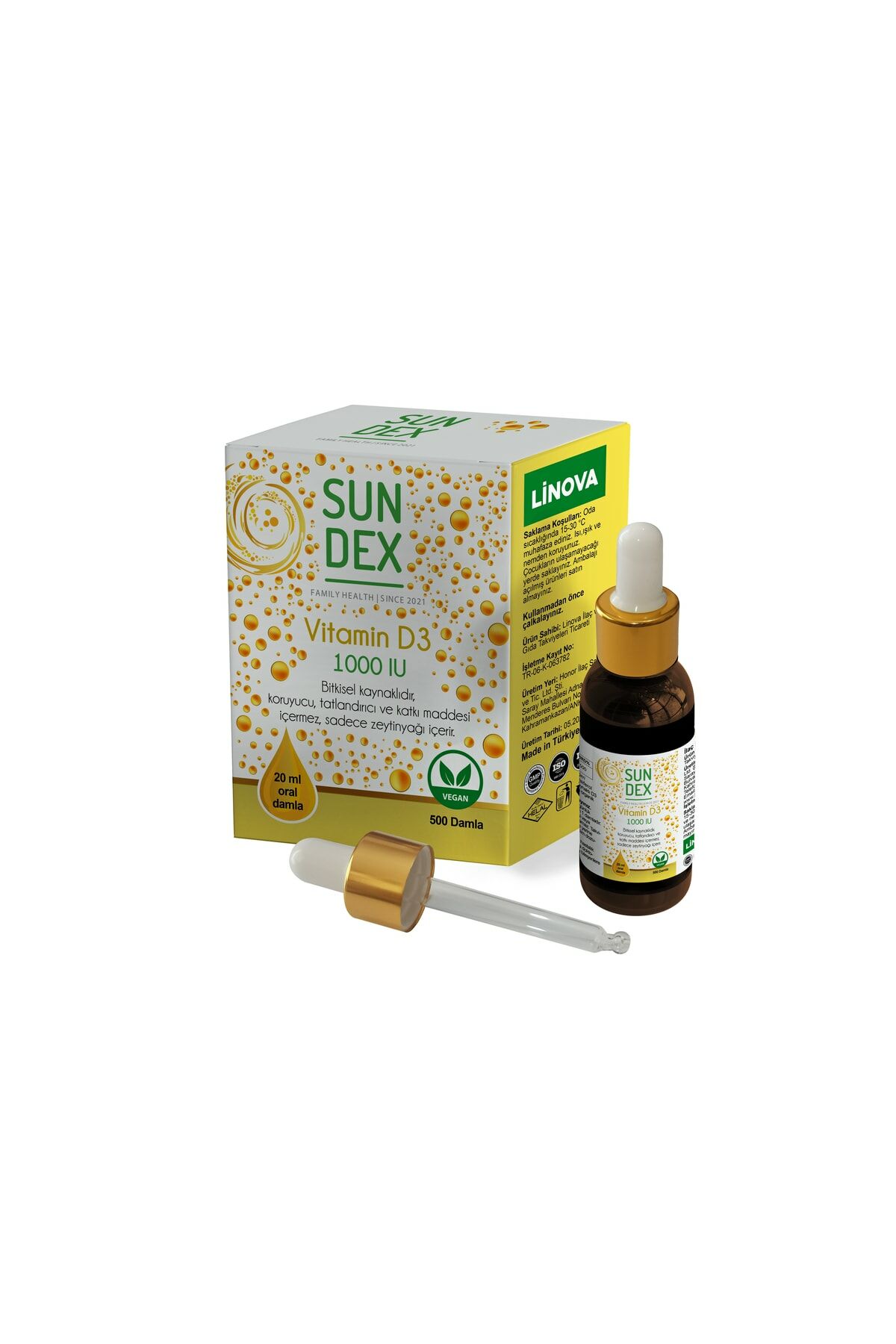 Sundex Vitamin D3 1000 IU Damla 20 ml