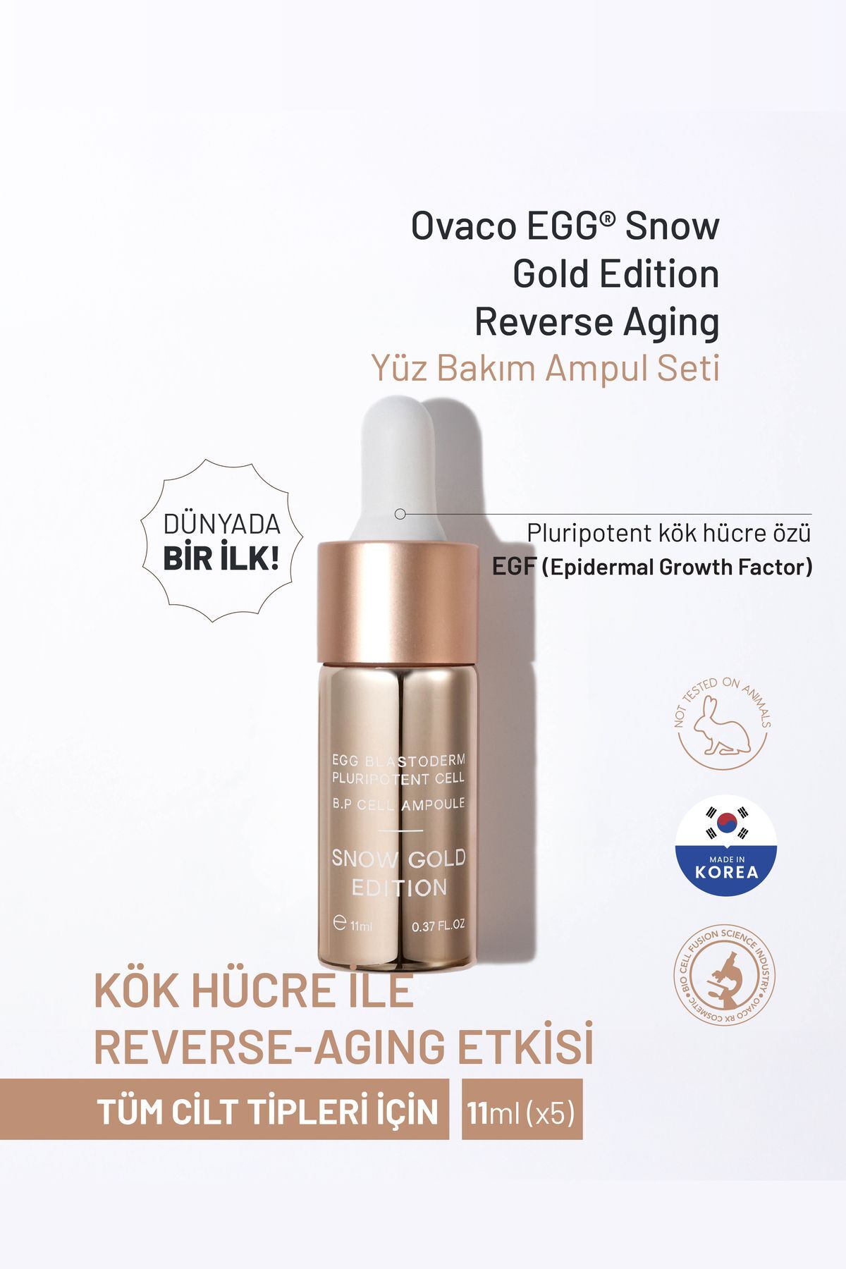 Ovaco Snow Gold Edition Ampul Set - Kök Hücreli Yaşlanma Karşıtı Kore 5x11 ml