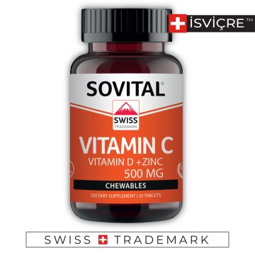 Sovital Vitamin C + Vit D +Zinc 500mg 30 Çiğneme Tablet