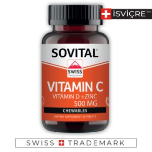Sovital Vitamin C + Vit D +Zinc 500mg 30 Çiğneme Tablet