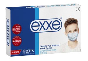 Maske Cocuk Exxe Erkek 10Lu Teklı Poset
