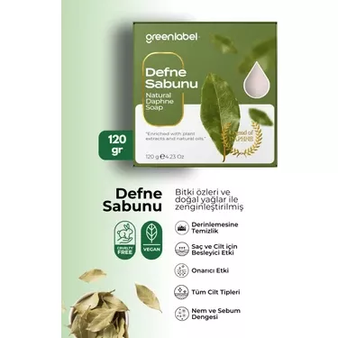 Greenlabel Defne Sabunu Natural Saç ve Cilt İçin 120 gr