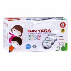 Bavyera 3 Kat Çift Meltblown Çocuk Maske 50 Adet Beyaz