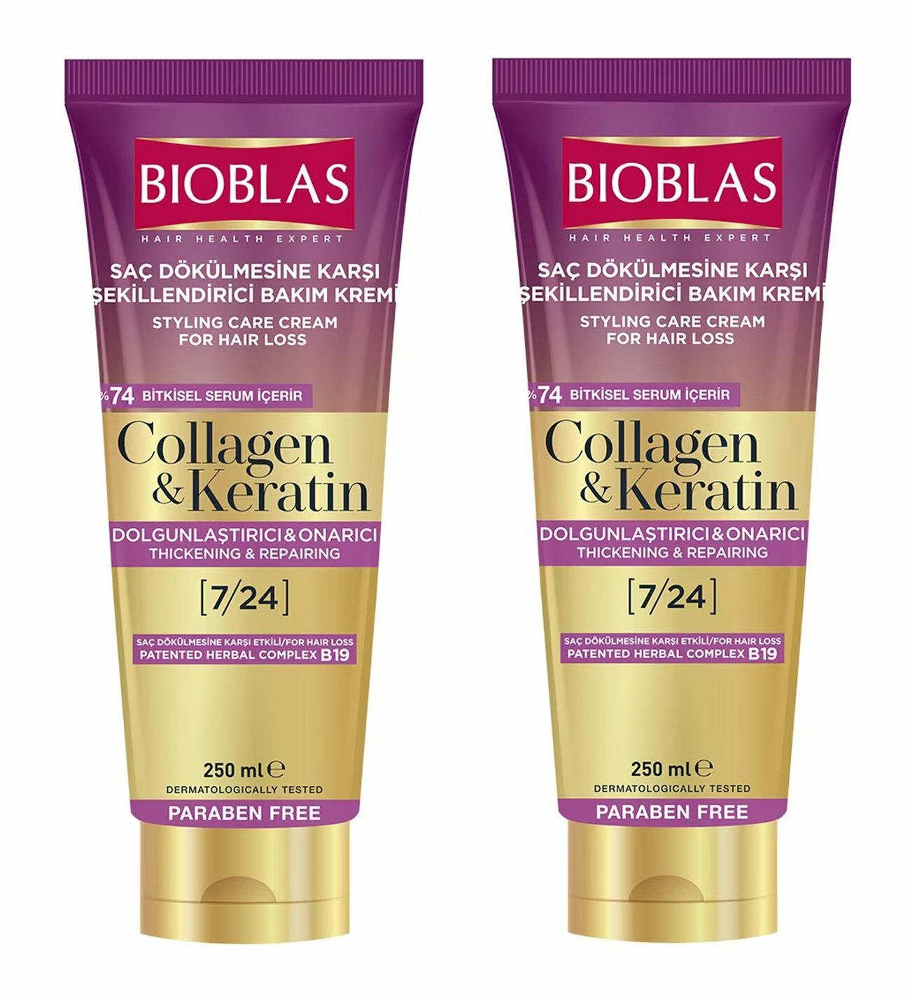 Bioblas Collagen ve Keratin Saç Dökülmesine Karşı Şekillendirici Bakım Kremi 250 ml - 2 Adet