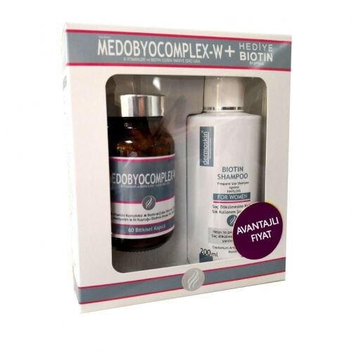 Dermoskin Medobiocomplex-W Kadın 60 Kapsül + Biotin Şampuan 200 ml (120 TL Etiketli)