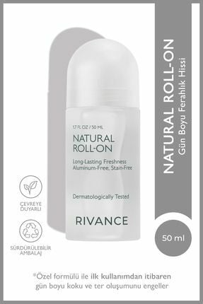 Rivance %100 Doğal Roll-On Deodorant Ter Kokusu Önleyici Bitkisel İçerikli Alüminyum İçermez 50 ml