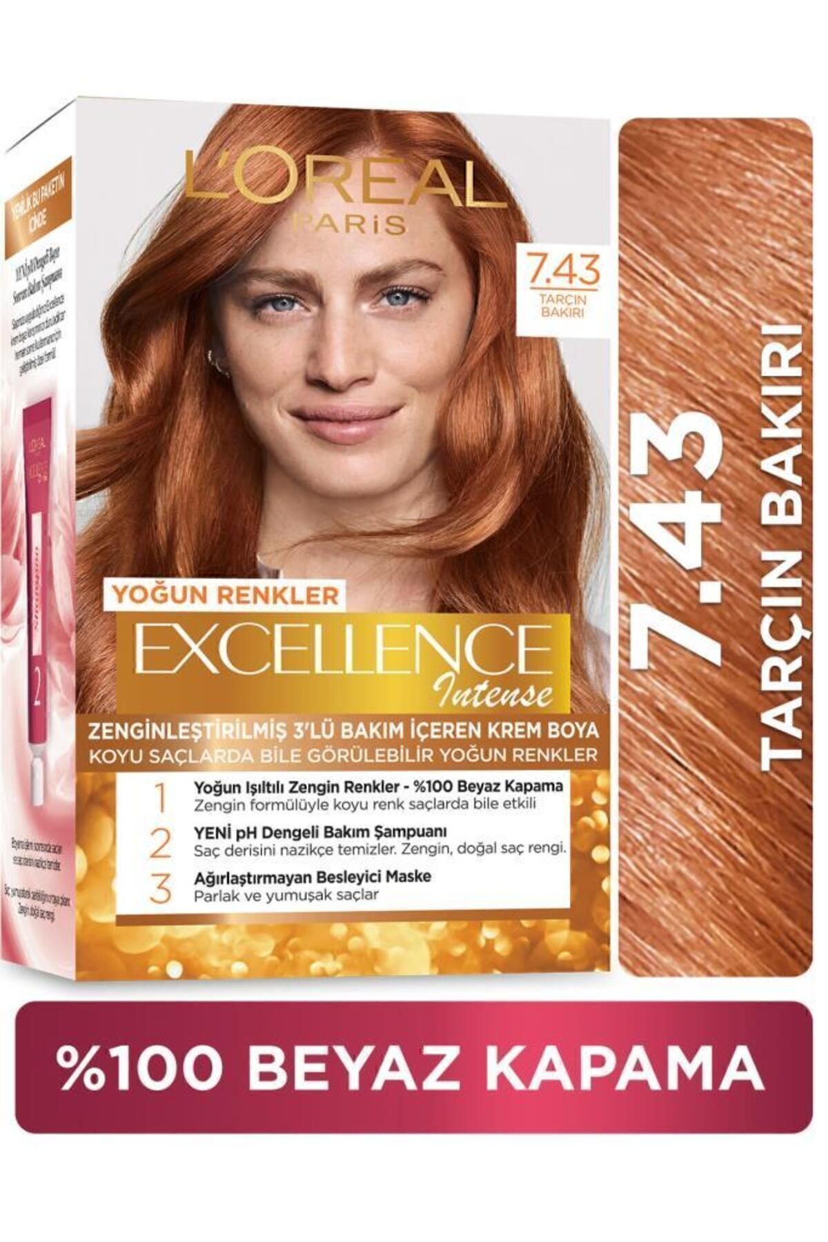 L'Oreal Paris Excellence Intense 7.43 Tarçın Bakır Saç Boyası