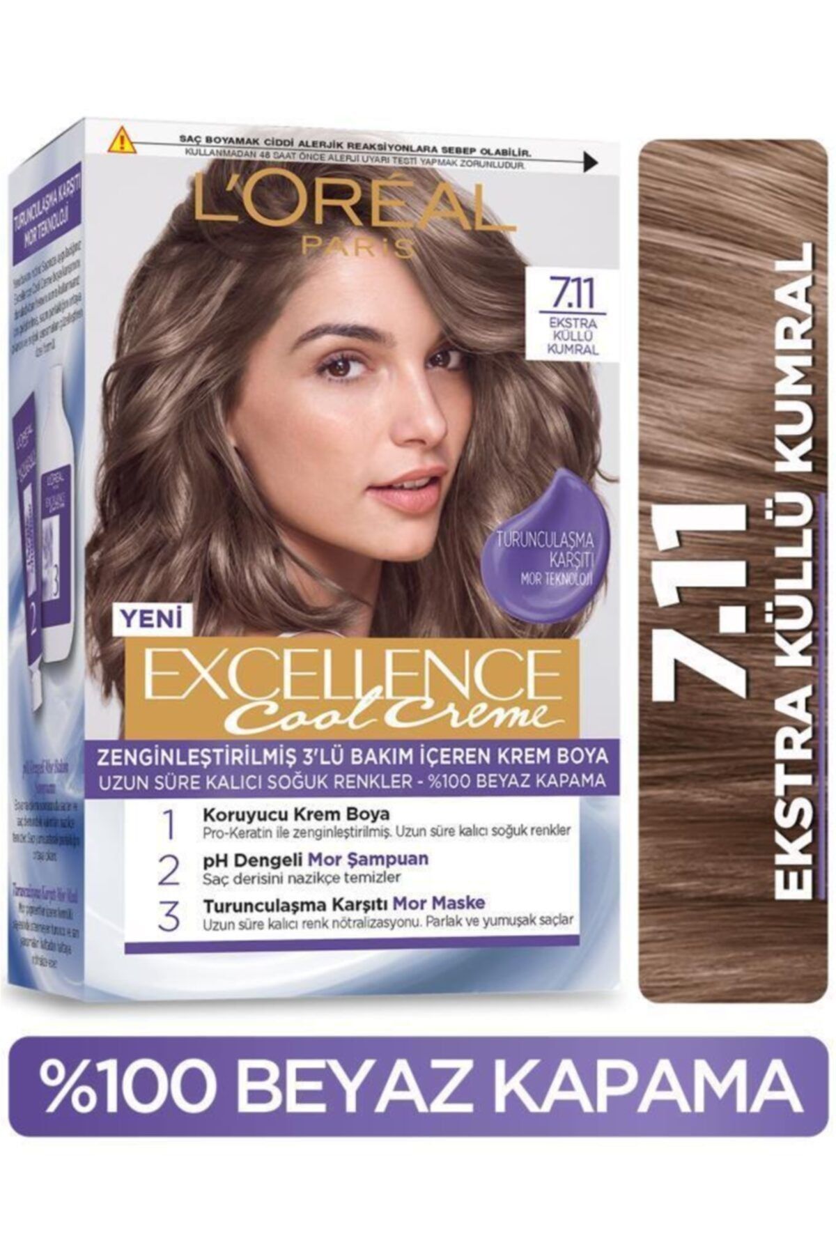 L'Oreal Paris Excellence Saç Boyası 7/11 Küllü Kumral