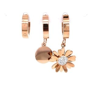 Üçlü Papatya Figürlü Çelik Küpe Rose
