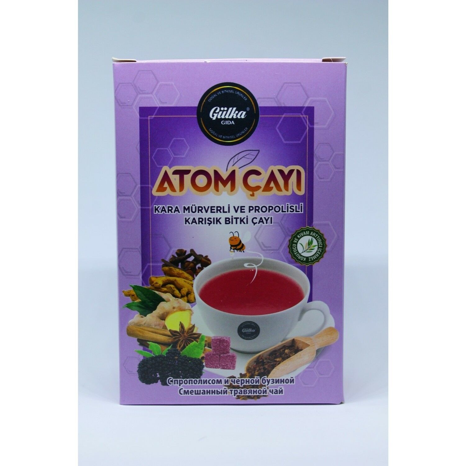 Gülka Gıda Atom Çayı Kara Mürverli ve Propolisli Karışık Bitki Çayı 150 gr