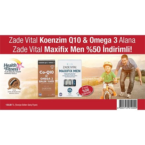 Zade Vital Coq10&Omega 3+ Maxifixmen %50 İndirimli