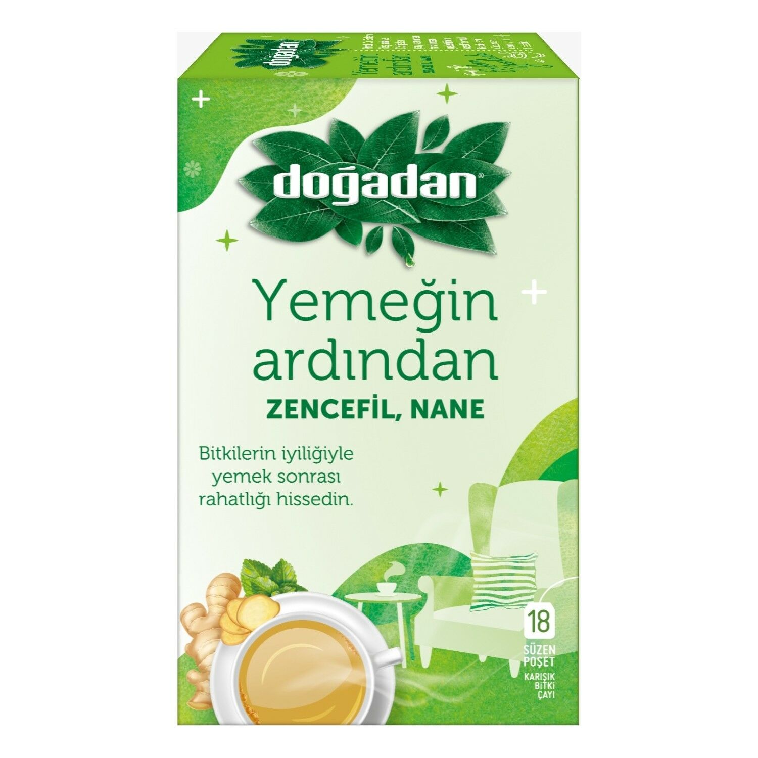 Doğadan Yemeğin Ardından Zencefil Nane Bitki Çayı 18'li
