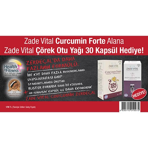 Zade Vital Zerdeçal Forte + Çörek Otu Yaği Hediye