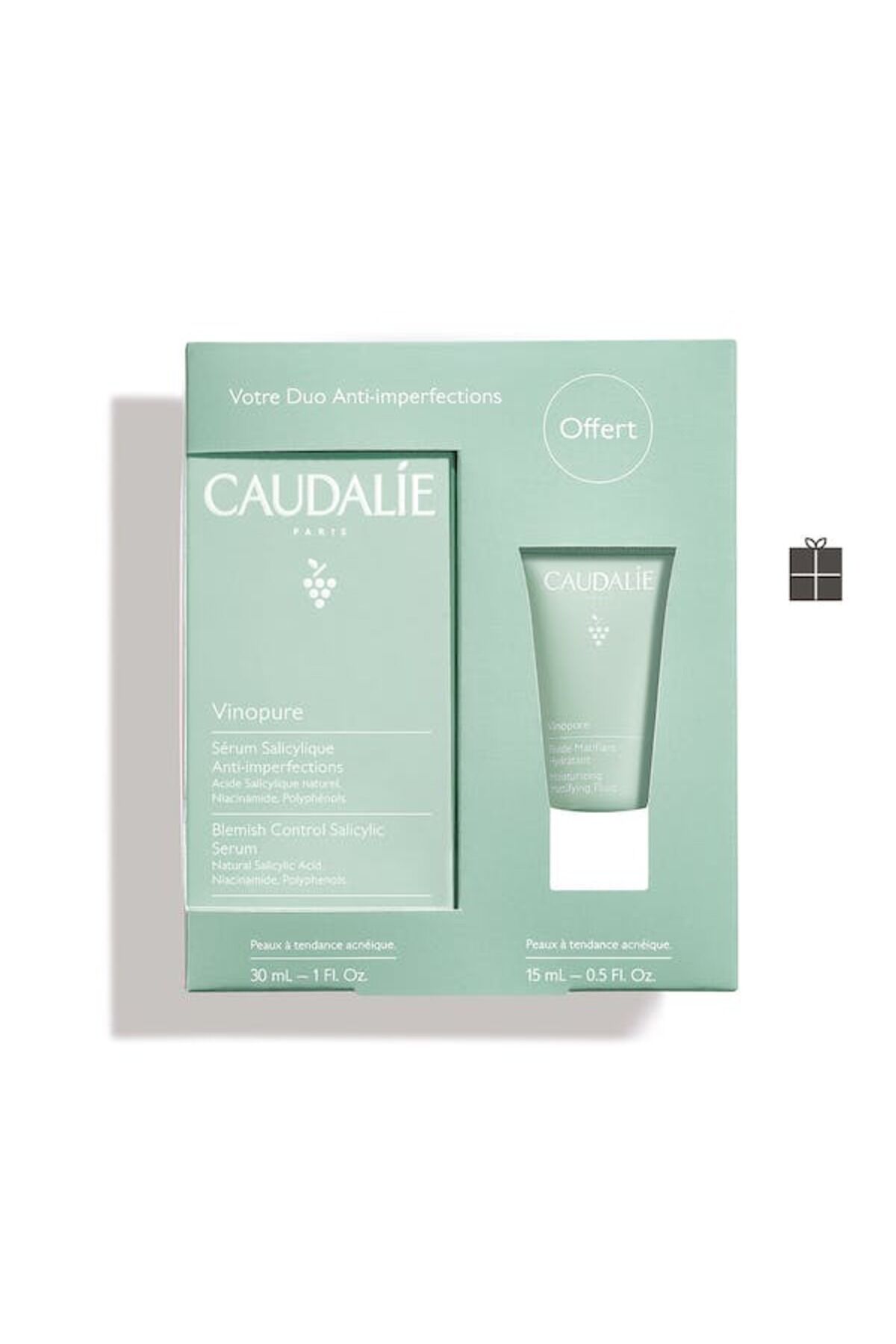Caudalie Vinopure Set - Vinopure Serum 30 ml + Vinopure Mattifying Fluide 15 ml