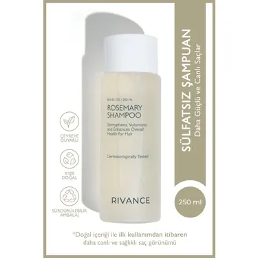 Rivance Saç Dökülmelerine Karşı Etkili Güçlendirici Ve Sülfatsız Biberiye Şampuanı 250 ml