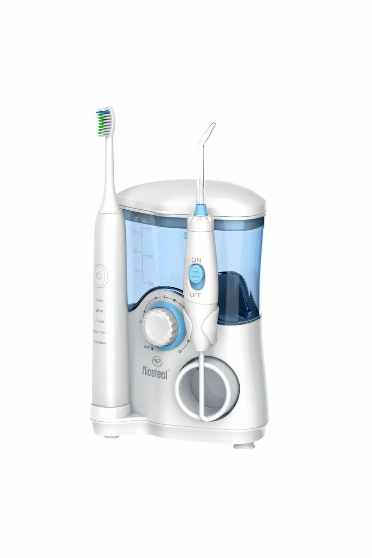 Npo Nicefeel Fc163 Profesyonel Diş Teli/Protez Bakım ve Ağız Duşu 600ml + Şarjlı Diş Fırçası - Beyaz