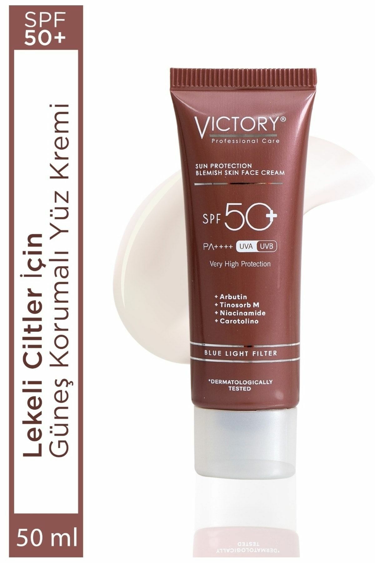 Victory Yüz Kremi Akne Karşıtı Mavi Işık Filtreli Tüp SPF50+ 50 ml