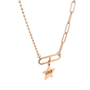 Yıldız Figürlü Luck Çelik Kolye Rose