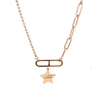 Yıldız Figürlü Luck Çelik Kolye Rose