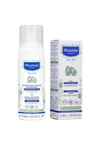Mustela Konak Önleyici Yenidoğan Köpük Şampuanı 150 ml + Mustela Saç Pullanma Karşıtı Krem 40 ml