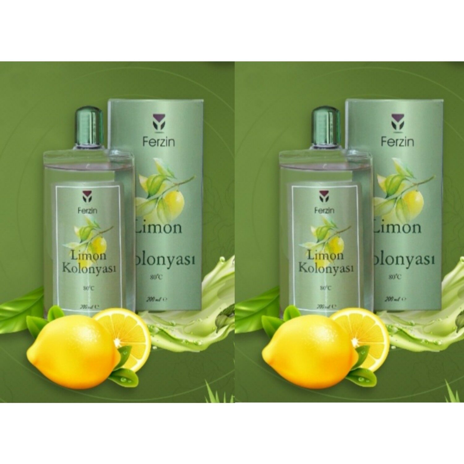 Ferzin Limon Cam Şişe Kolonya 80 Derece 200 ml