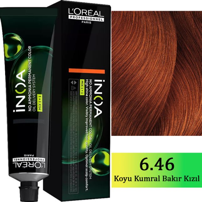 L'Oreal Professionnel İnoa 6.46 Koyu Kumral Bakır Kızıl Saç Boyası 60 gr