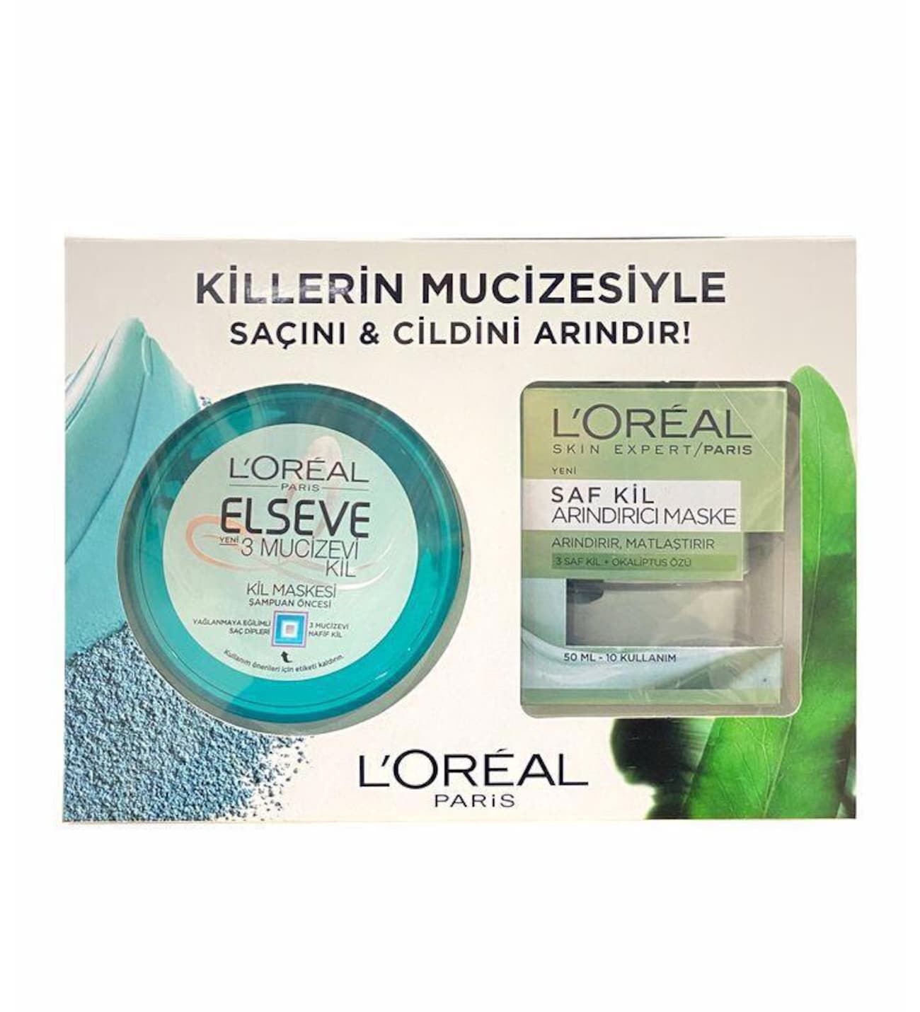 Elseve Saf Kil Arındırıcı Maske 50 ml + 3 Mucizevi Kil Bakım Maskesi 150 ml