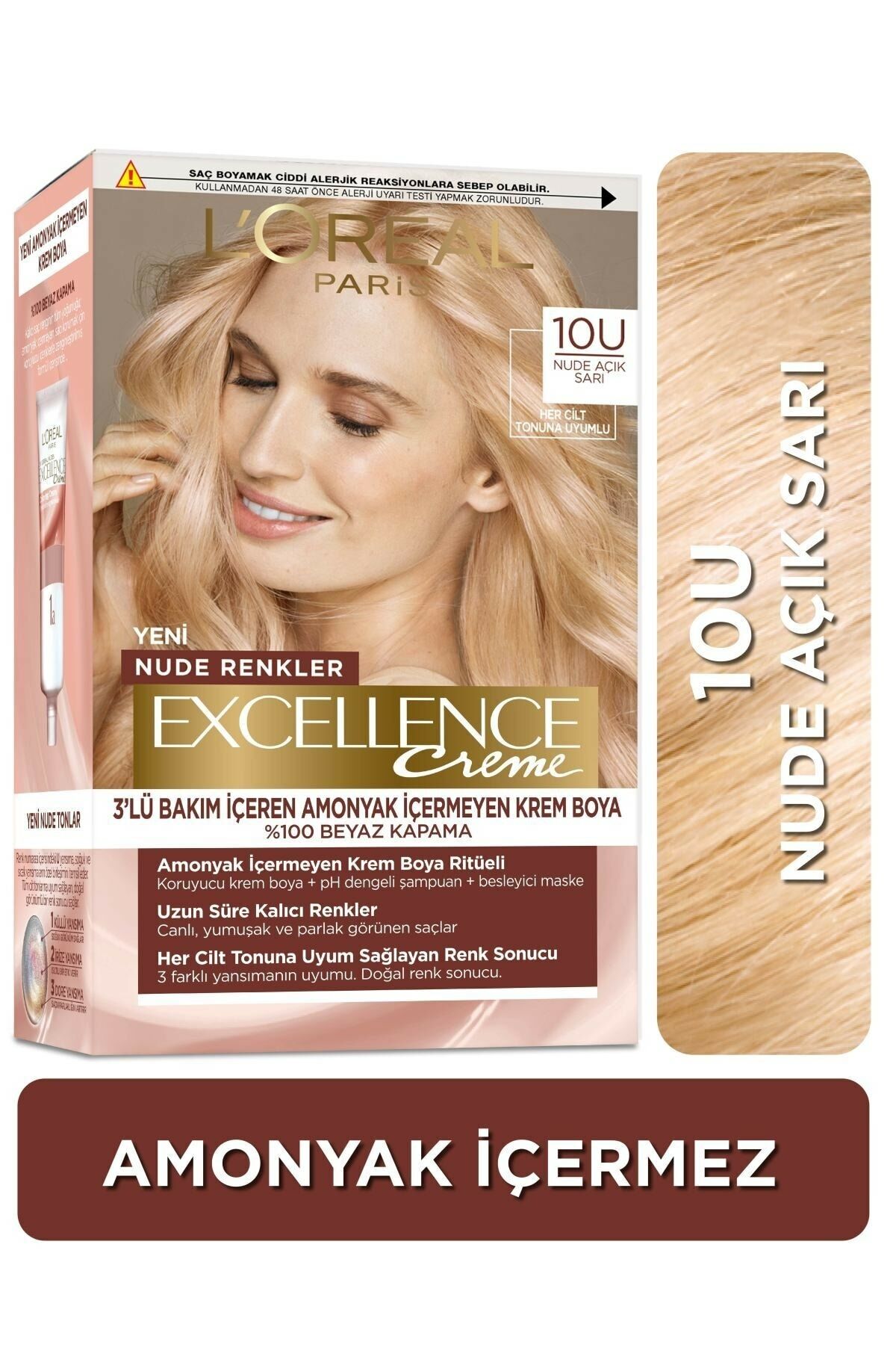 L'Oreal Excellence Nude Renkler Saç Boyası - 10U Nude Açık Sarı