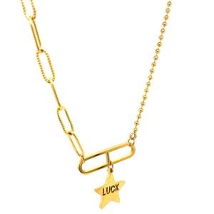 Yıldız Figürlü Luck Çelik Kolye Gold