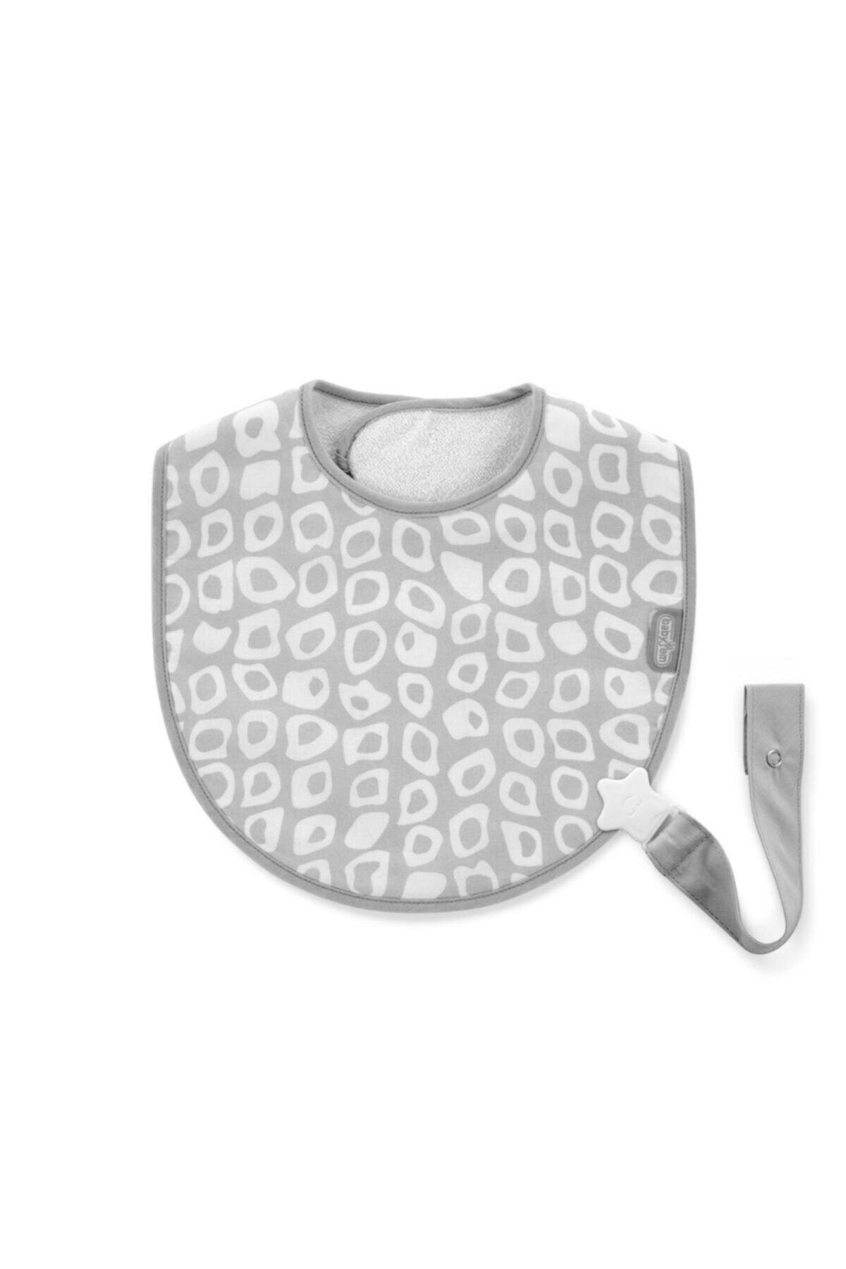 Babyjem Emzik Askılı Mama Önlüğü Gri Kareli