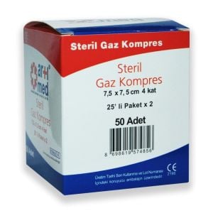ArtıMed Steril Gaz Kompres-Gazlı Bez 7,5x7,5cm  25li 2 Paket