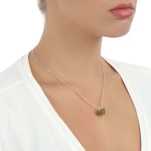 Yeşil Kristal Swarovski Kolye Gümüş