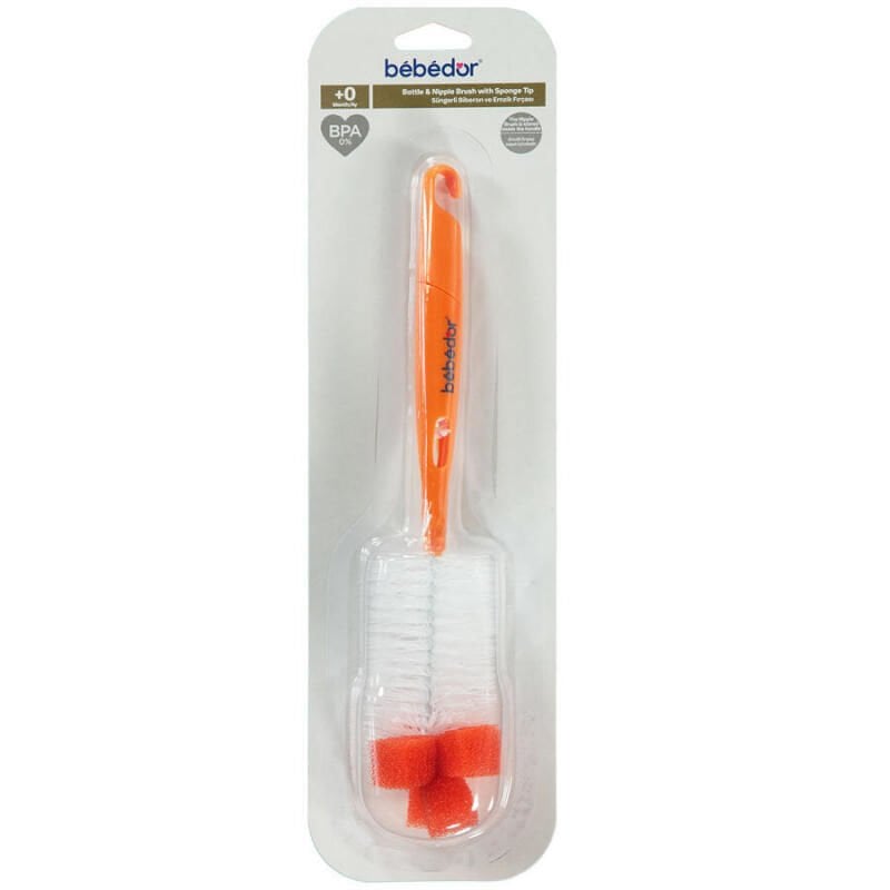 Bebedor Biberon Temizleme Fırçası Süngerli - Turuncu