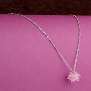 Pembe Kristal Swarovski Kolye Gümüş