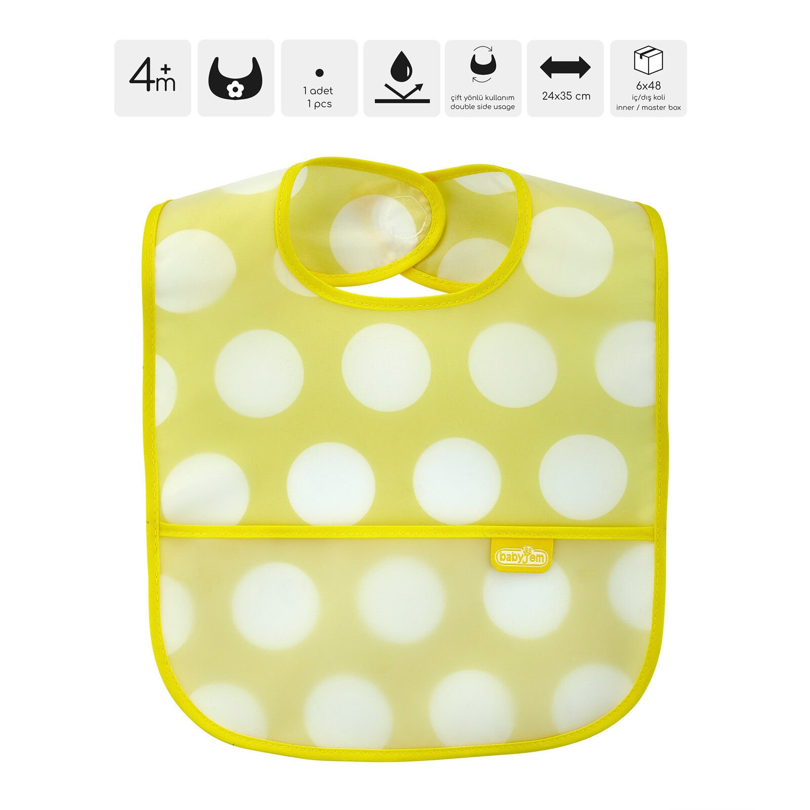 Babyjem Çift Taraflı Leke Tutmaz Önlük Sarı