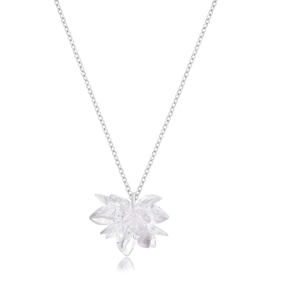 Beyaz Kristal Swarovski Kolye Gümüş