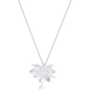 Beyaz Kristal Swarovski Kolye Gümüş