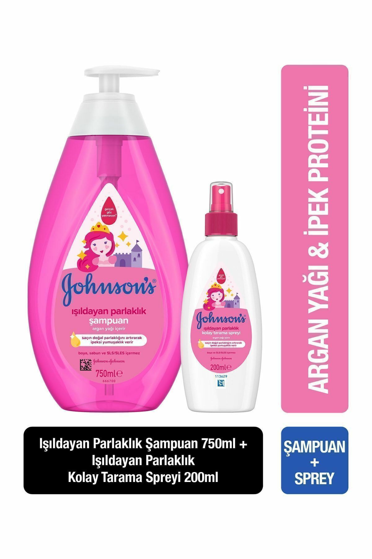 Johnson's Baby Işıldayan Parlaklık Şampuan 750 ml + Johnsons Işıldayan Parlaklık Kolay Tarama Spreyi