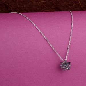 Füme Kristal Swarovski Kolye Gümüş