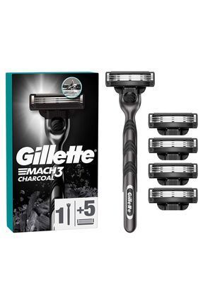 Gillette Mach 3 Charcoal Tıraş Makinesi ve Yedek Tıraş Bıçağı 5'li