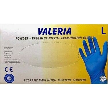 Valeria Pudrasız Mavi Nitril Muayene Eldiveni Medium 100'lü - 20 Adet