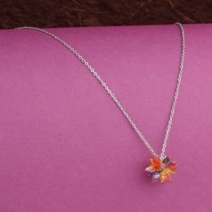 Mix Kristal Swarovski Kolye Gümüş