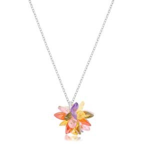 Mix Kristal Swarovski Kolye Gümüş