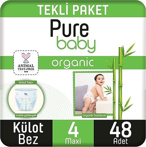 Pure Baby Bambulu Külot Bebek Bezi No: 4 48'li