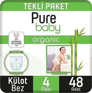 Pure Baby Bambulu Külot Bebek Bezi No: 4 48'li
