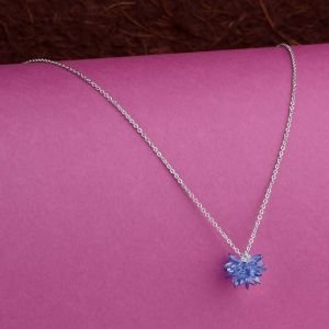 Lacivert Kristal Swarovski Kolye Gümüş