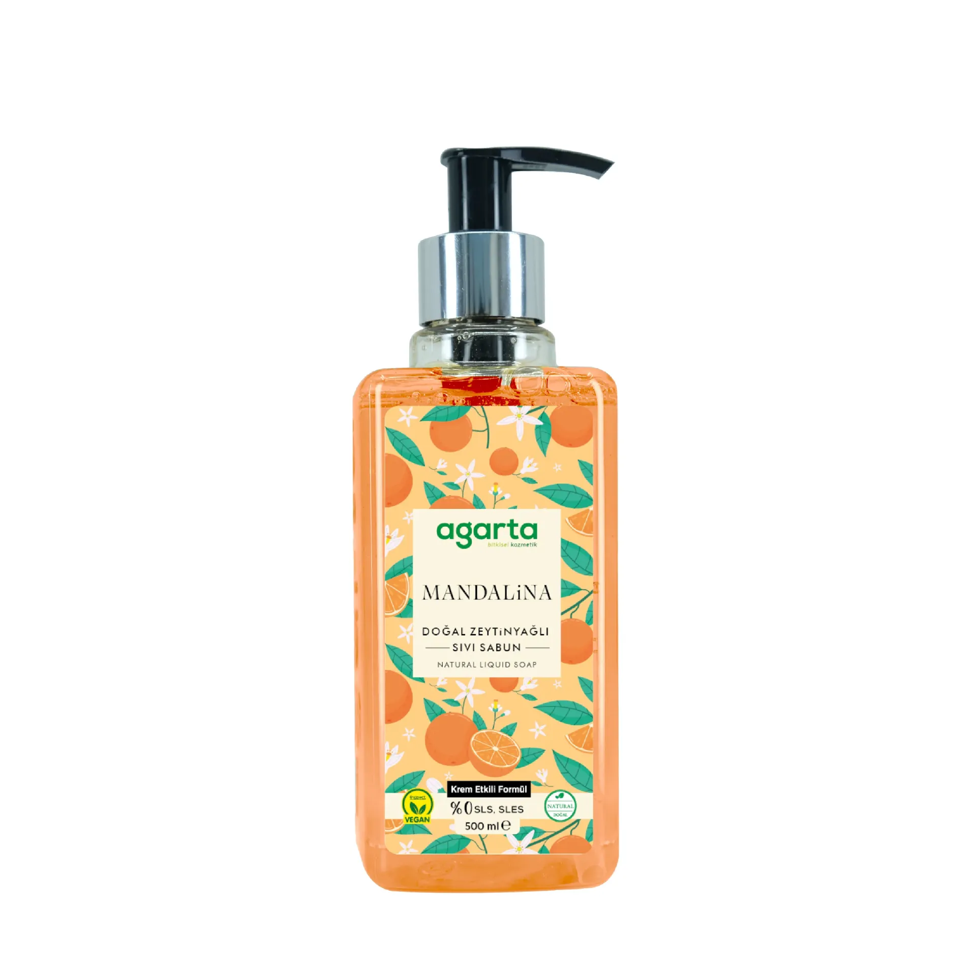 Agarta Doğal Mandalina Zeytinyağlı Sıvı Sabun 500 ml