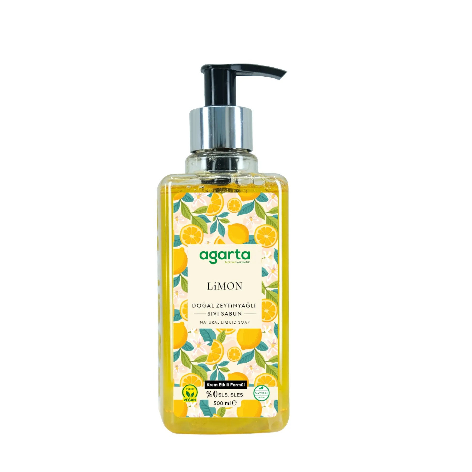 Agarta Doğal Limon Zeytinyağlı Sıvı Sabun 500 ml
