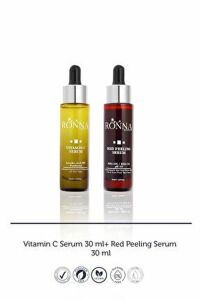 Ronna Beauty AHA BHA İçerikli Akneli Cilt Düzenleyici Ton Eşitleyici Bakım Seti - Vitamin C Serum 30 ml + Peeling Serum 30 ml