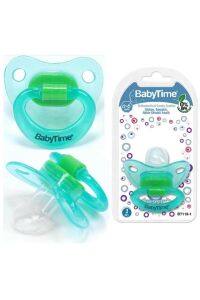 Baby Time Silikon Kiraz Uçlu Mat Gövdeli Desenli Emzik 6-18 Ay - Yeşil